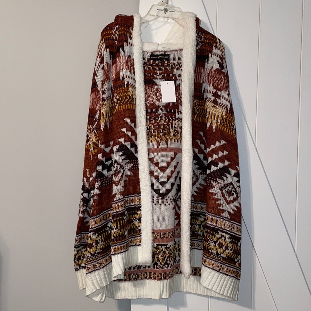 Multi Color Fuzzy White Shawl With Hood Never Used